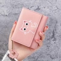 ราคา กระเป๋าสตางค์หนัง ใบสั้น ลายแมวน่ารัก ขนาดเล็ก ใส่บัตรได้ แฟชั่นสําหรับผู้หญิง (25476385917)
