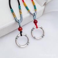 ราคา สร้อยค้อมหาโชคเงินแท้ สัญลักษณ์สันติภาพ ทอจากเชือกสีแดงและสีดำ (53950041827)