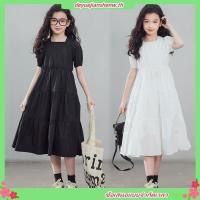 ราคา ชุดเดรสเด็กผู้หญิงสีล้วนมีอารมณ์ชุดเดรสเจ้าหญิงสำหรับเด็กโตแบบใหม่ฤดูร้อนชุดเดรสยาวแขนพองสำหรับเด็ก (28720872920)