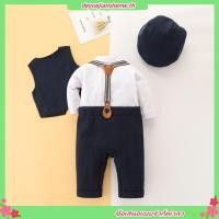 ราคา เสื้อผ้าเด็ก ชุดจั๊มสูทสําหรับเด็กทารกชาย ชุดรอมเปอร์แขนสั้นสุภาพบุรุษ กิเล็ต หมวกชุดฤดูร้อน (50850251913)