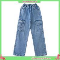 ราคา กางเกงยีนส์คาร์โก้ขายาวเด็กผู้หญิง กางเกงชั้นใน ผ้ายีนส์เด็กวัยรุ่น (48950922562)