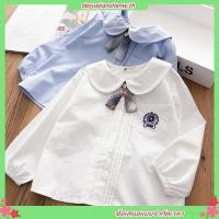 ราคา เสื้อเชิ้ตแขนยาว คอปกโปโล สีขาว สไตล์อังกฤษ สําหรับเด็กผู้หญิง 2023 (43709132134)