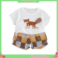 ราคา ฤดูร้อนเด็กทารกเสื้อผ้าชุดเด็กสาวการ์ตูนกระรอกพิมพ์เสื้อยืดและกางเกงขาสั้น2ชิ้นสูทเด็กสบายๆด้านบนด้านล่าง ชุดวอร์ม (49850928631)