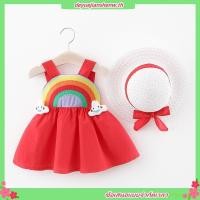 ราคา ชุดเดรสแขนกุด สีรุ้ง พร้อมหมวก แฟชั่นฤดูร้อน สําหรับเด็กผู้หญิง 0 3 ปี (41426330929)