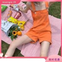 ราคา เอี๊ยมขายาว Overalls Denim เอี๊ยมขาสั้นผ้ายีนส์สีส้มหวานฤดูร้อนสำหรับผู้หญิงจั๊มสูทใส่แล้วดูผอมเพรียวสำหรับนักเรียนวัยเล็กสไตล์ตะวันตกบาง (28814317130)