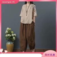 ราคา เสื้อยืดแขนสั้น ผ้าฝ้าย และผ้าลินิน ปักลาย สไตล์จีนย้อนยุค แฟชั่นฤดูร้อน สําหรับผู้หญิง 2024 (54101512755)