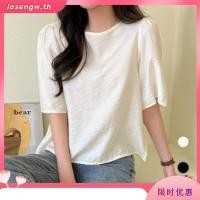 ราคา ELLE เสื้อยืดคอกลมผู้หญิง ของแท้ 100 ผ้านุ่มใส่สบาย สไตล์เบสิค สำหรับทุกวัน (54052001512)