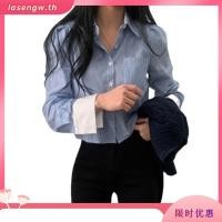 ราคา เสื้อเชิ้ตแขนยาวลําลอง ลายทาง แฟชั่นฤดูใบไม้ผลิ สไตล์วินเทจ สไตล์เกาหลี (48052209050)