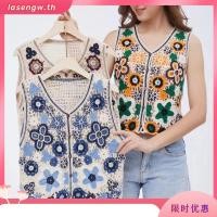 ราคา เสื้อแจ็กเก็ตคาร์ดิแกนแขนกุด ผ้าถักโครเชต์ ปักลูกปัด ลายดอกไม้ สีสันสดใส สําหรับผู้หญิง (41224136828)