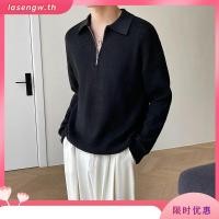 ราคา เสื้อโปโลผู้ชาย PannoFluxus สไตล์ญี่ปุ่น ซิปครึ่ง เรียบง่าย เสื้อสเวตเตอร์ bottoming ลําลอง (40072582186)