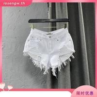 ราคา Insker กางเกงยีนขาสั้น เอวสูง แต่งรอยขาด ทรงพิเศษ สีขาว แฟชั่นฤดูร้อน สําหรับสตรี (29822066167)