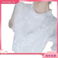 ราคา เสื้อเชิ้ตแขนสั้น ผ้าชีฟอง แต่งลูกไม้ สีขาว แฟชั่นฤดูร้อน สําหรับผู้หญิง 2024 (29568603190)