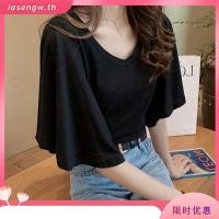 ราคา Plus size เสื้อผ้าสาวอวบ เสื้อยืดสาวอวบอ้วน ไซส์ใหญ่ ผู้หญิง เสื้อยืด oversize ทรงหลวม แขนสั้น คอวี สีดำ ฤดูร้อน สไตล์เกาหลีแฟชั่น (29121625914)