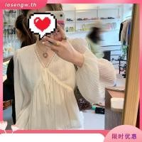 ราคา Xiao เสื้อเชิ้ตแขนยาว คอวี ผ้าชีฟอง ปักลายลูกไม้ สไตล์แฟรี่ แฟชั่นฤดูใบไม้ร่วง สําหรับผู้หญิง T4R5 (24047414150)