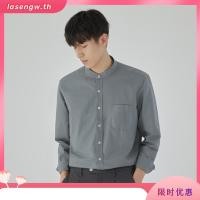 ราคา era won เสื้อเชิ้ต ทรงปกติ คอจีน Premium Quality Dress Shirt แขนยาว สี Black คอจีน (52501975720)