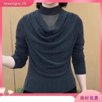 ราคา ขายดี เสื้อเชิ้ตแขนยาวผู้หญิงฤดูใบไม้ผลิฤดูใบ คอเต่า ผ้าตาข่าย เสื้อเชิ้ตผ้าชีฟองทรงหลวมเรียบหรู (44126882465)