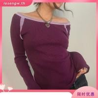 ราคา Bigmall เสื้อยืดแขนยาว เปิดไหล่ ลาย Fairy Grunge Top y2k สไตล์วินเทจ 2000s สําหรับผู้หญิง (42224120461)