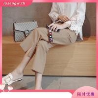 ราคา พร้อมส่ง กางเกงขาสามส่วนลําลอง ผ้าฝ้าย ผ้าลินิน เอวสูง ทรงหลวม (27824001400)