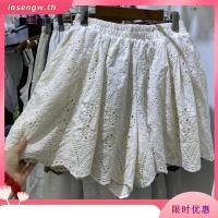 ราคา กางเกงขาสั้นลําลอง ผ้าฝ้ายแท้ เอวยางยืด ทรงหลวม ขนาดใหญ่ แต่งลูกไม้ ฉลุลาย แฟชั่นสําหรับสตรี (24589768406)