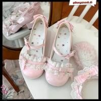 ราคา ใหม่สึบากิกลอนรักโลลิต้าน่ารักสไตล์ญี่ปุ่นรองเท้าหนังผู้หญิง Sweetheart Story ลูกไม้ส้นกลางรองเท้าแมรี่เจนรองเท้าผู้หญิง (57301775665)