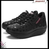 ราคา Chicwalks หนาSoled Rocker รองเท้าผู้หญิงหนังสีดํา Casual กีฬารองเท้ารองเท้าเกาหลีเกาหลีรองเท้าเดี่ยวขนาดใหญ่ Rocker รองเท้า Breathable กีฬารองเท้าสบายๆ (50451775684)