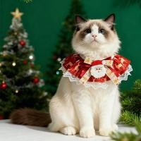 ราคา Cat Christmas Scarf Pet Ragdoll Cat Bib Accessories Dog Scarf Dress up Cute Saliva Towel Decorations 47Vk (45452264053)