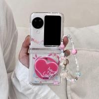 ราคา เคสโทรศัพท์แบบพับได้สําหรับ Oppo Find N2 N3 Flip Magnetic heart smiley face holder สร้อยข้อมือ hard tpu เคสโทรศัพท์ (29530808088)