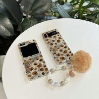 ราคา เคสโทรศัพท์แบบพับได้สําหรับ Samsung Galaxy Z Flip6 Flip5 Flip4 Flip3 สร้อยข้อมือลายเสือดาวสีน้ําตาลสองชั้น IMD hard tpu เคสโทรศัพท์ (26569579119)