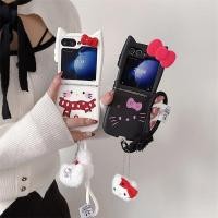 ราคา เคสโทรศัพท์แบบพับได้สําหรับ Samsung Galaxy Z Flip6 Flip5 Flip4 Flip3 ผิวทาหูแมว series Big face KT bow ตุ๊กตาสร้อยข้อมือ Soft TPU เคสโทรศัพท์ (27171279143)