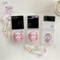 ราคา SAMSUNG พับเคสโทรศัพท์สําหรับSamsung Galaxy Z Flip7 Flip6 Flip5 Flip4 Flip3 Boyangออกแบบน่ารักโปร่งใสสีชมพูWave Point Cryingเด็กวงเล็บแม่เหล็กสร้อยข้อมือแข็งTpuเคสโทรศัพท์ (29090237683)