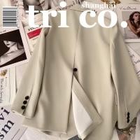 ราคา เสื้อเบลเซอร์แฟชั่นเกาหลีสีเบจสีขาวเบลเซอร์ 2024 เสื้อเบลเซอร์กรีดด้านหลังลําลองคุณภาพสูง (17796946786)