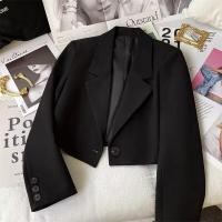 ราคา Black cropped blazer women fashionable suit jacket spring and autumn soft breathable workplace suit top woman (24666625919)
