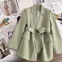 ราคา Solid color belt suit jacket women s spring and autumn 2024 new design temperament suit jacket Korean version leisure medium long style blazer women (24314112702)
