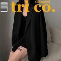 ราคา เสื้อแจ็กเก็ตสูทลําลอง ทรงหลวม สีดํา สไตล์เกาหลี สําหรับผู้หญิง 2022 (21174300508)