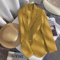 ราคา Yellow blazer women spring and autumn new suit jacket design simple solid color suit jacket fashionable suit top woman (25216621326)