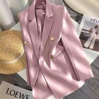 ราคา Spring and Autumn women s suit Korean design simple suit jacket women blazer temperament fashionable long sleeved outer pink suit blazer for women (24664606986)