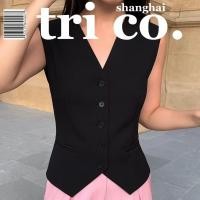 ราคา เสื้อสูทสีดํา สีขาวเสื้อกั๊กคอวีย้อนยุคเงินเก่าสไตล์เสื้อกั๊กอารมณ์ระดับไฮเอนด์แขนกุดด้านบนผู้หญิง (23655180020)