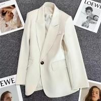 ราคา White Suit Jacket Women 2024 Spring and Autumn Retro Style Suit Jacket Fashion Metal Button Blazer Woman (24365045687)