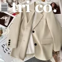 ราคา ผู้หญิงฤดูใบไม้ผลิและฤดูใบไม้ร่วงเกาหลีแฟชั่นเบลเซอร์ผู้หญิง 2024 หลวมกลับกรีดสีเบจชุดลําลองด้านบน (18087062613)