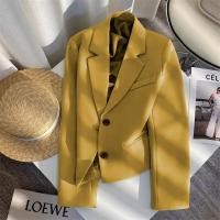 ราคา Women s Suit Jacket Short Style Spring and Autumn Cropped Blazer Minority Foreign style Yellow Suit Top Woman (24415316422)