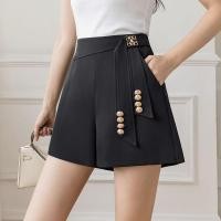 ราคา กางเกงขาสั้นสีขาว ขอบเอวรัดรูปเอวสูงสําหรับผู้หญิง Fall 2024 กางเกงขากว้างลําลองขนาดเล็ก (28305428015)