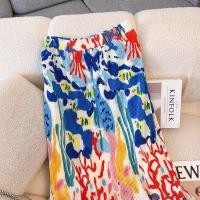 ราคา Casual skirt Summer beach fashion retro pleated high waist slimming all match printed a line skirt (19287646303)