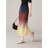 ราคา niche gradient pleated skirt for women 2024 summer loose slimming all match temperament pleated skirt high waist long dress (29507051033)