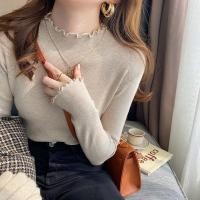 ราคา Boarding shirt for women with spring and autumn style 2024 simple semi turtleneck sweater knitted top (28366716386)