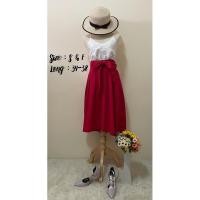 ราคา เซสสายเดียวขาวกระโปรงยาวสีแดง (4077153232)