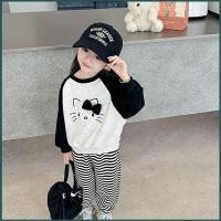 ราคา ชุดเสื้อยืดแขนยาวและกางเกงลายสำหรับเด็กผู้หญิง สไตล์ Hello Kitty สีเทา (55400946440)