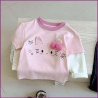 ราคา ยัง2 เด็กฤดูใบไม้ร่วงแขนยาวเสื้อยืดสาวสีชมพู สวัสดี คิตตี้ การ์ตูนฐานเสื้อ ยัง2 (51550936516)