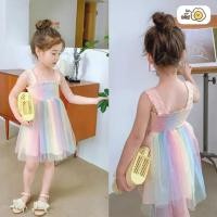 ราคา ชุดกระโปรงเด็กหญิง สายเดี่ยว ลายไล่สี (27986764416)