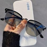 ราคา Ruffian แว่นตาเปลี่ยนสีหล่อหัตถกรรมนักเรียนชายสายตาสั้นพร้อมองศา High Appearance Retro ครึ่งกรอบ (27830016483)