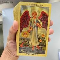 ราคา Flashquick Golden Tarot Deck สําหรับทํางานหนังสือคู่มือ Prophet Oracle การ์ด Divination Fortune บอกคลาสสิก 78 การ์ด 12x7 ซม Nice (43468612048)